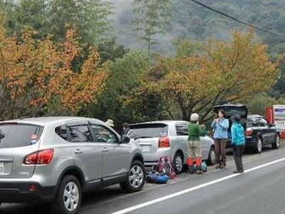 久保吊橋の入口でＡＢコースに分かれ 