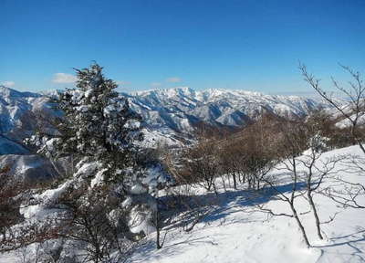 近くに苗場山 