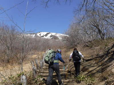 階段状の登山道 