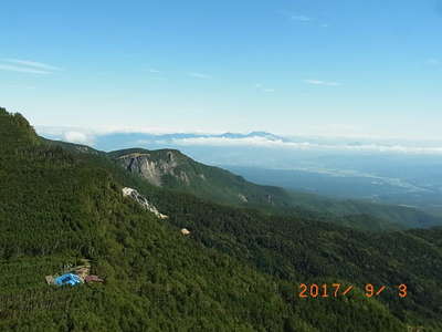 オーレン小屋と浅間山 