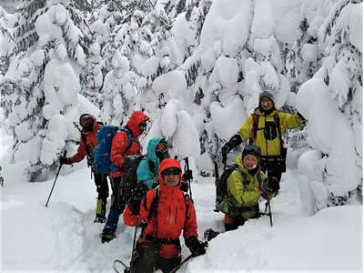 着雪の樹々に囲まれて 