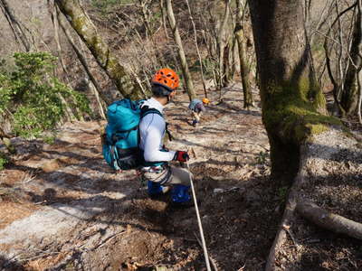 日向山北側の白ザレの急斜面 