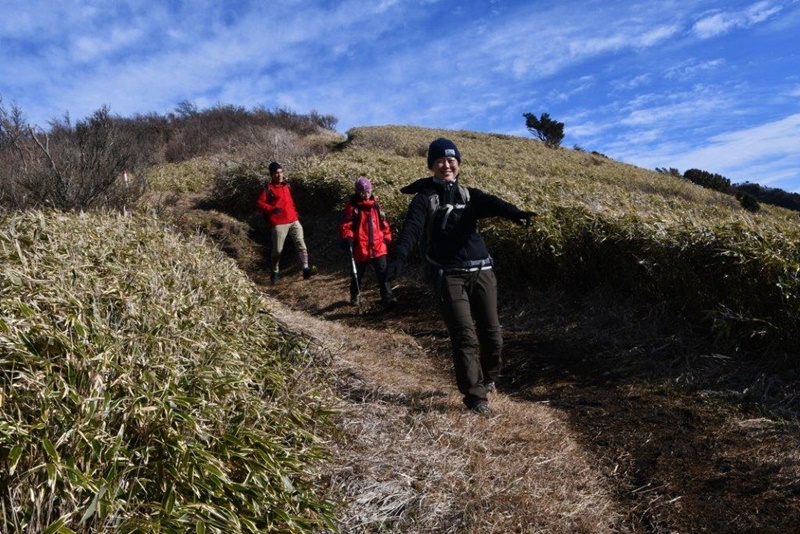 明神ヶ岳付近のなだらかな坂道を下る 