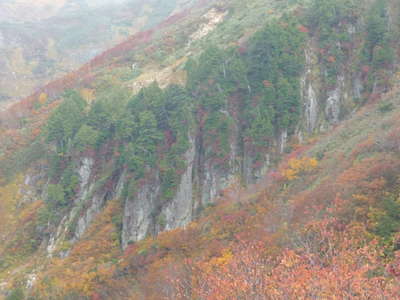 ヌクビ沢右岸の岩壁群 