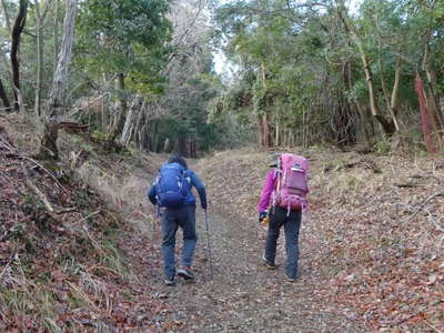 落葉の登山道 