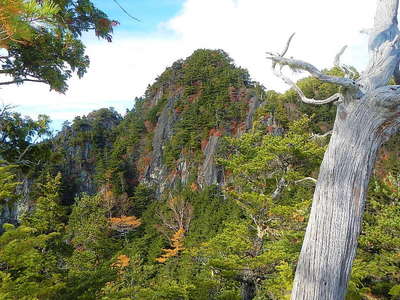 進路方向の北に鶏冠山