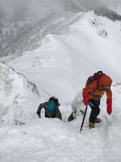 山頂に出る 