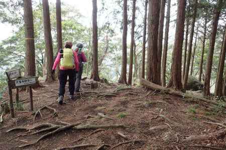 大釜弁財天方面の道標を下り 