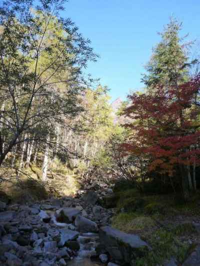 北沢から見えてきた横岳 