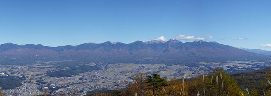 東峰から眺める八ヶ岳の山々（OnMousで山名表示） 