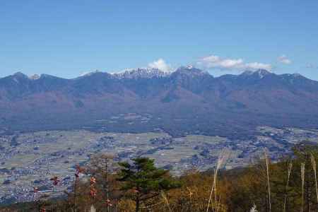 目の前には雪を被った八ヶ岳 