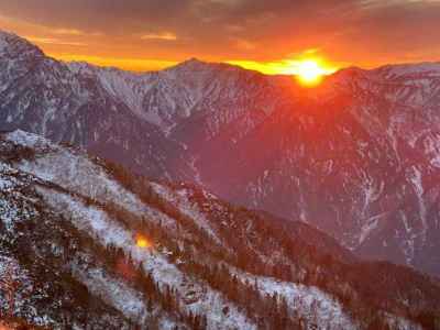 燕山荘からの夕陽 