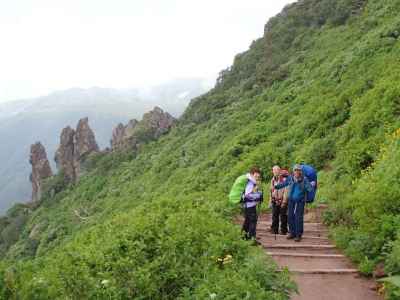 層雲峡に下山