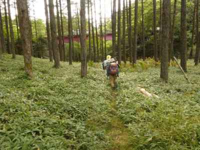 観音沢に向けて下山開始 