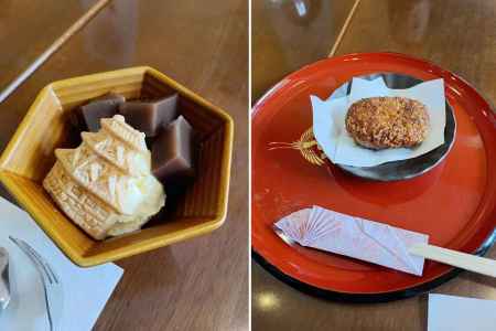 でっちようかんアイスクリーム添えと里芋コロッケ 