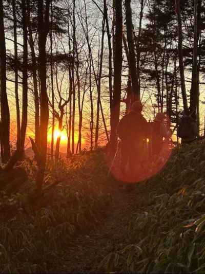 朝日に向かって歩く 